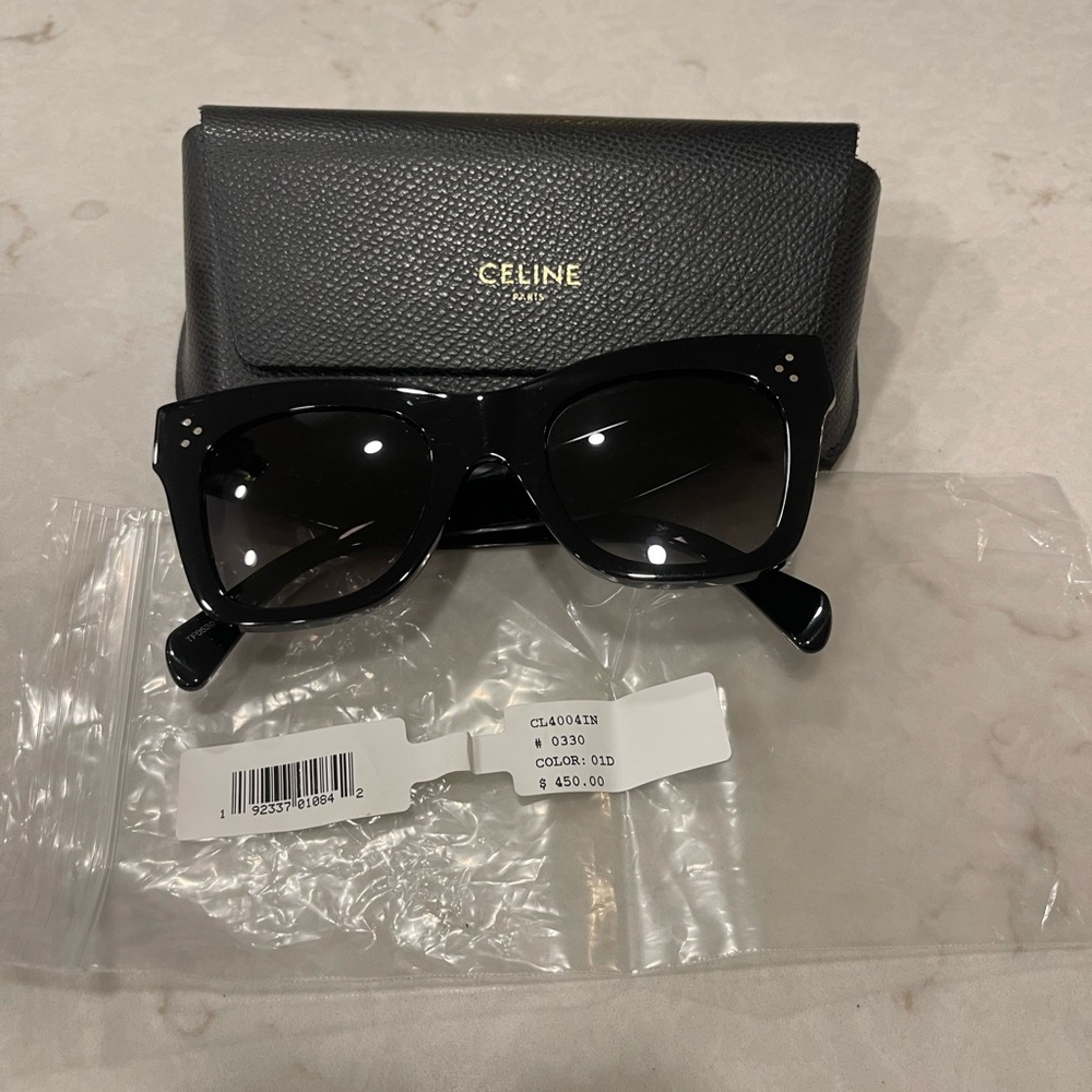 *Like New* Celine Black Shiny with Grey Polarized Lenses Cat-Eye Frame